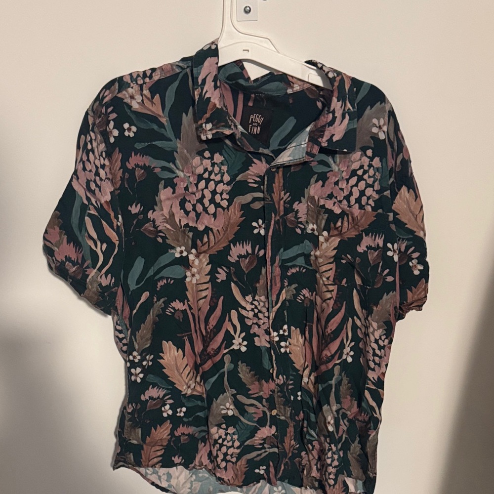 Floral Button Down Shirt in Black and Pink